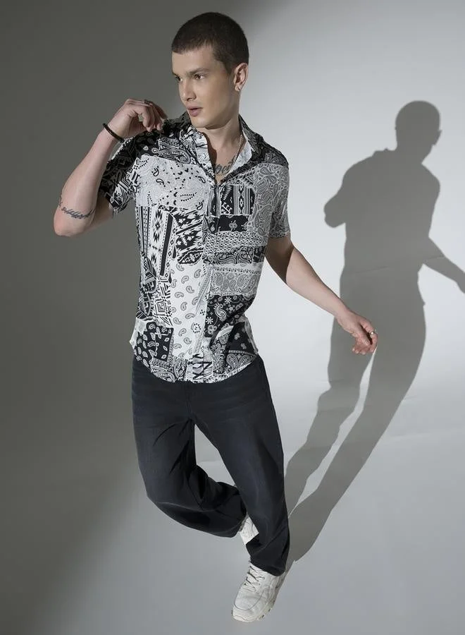 Hubberholme Multicolor Multicolor Ethnic Motif Shirt for Men, Stylish Casual Essential for Men | Best Price UAE