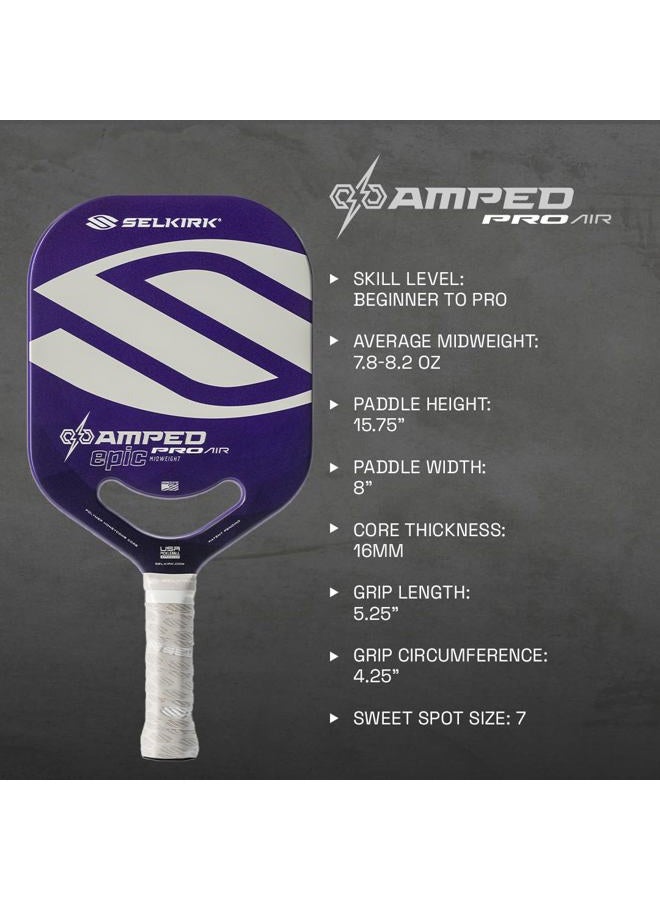 Selkirk Sport Amped Pro Air 2025 Pickleball Paddle | Fiberglass Pickleball Paddles with a Polypropylene X5+ 16mm Core | Throatflex | Flex Foam | Pickleball Rackets Made in The USA | Epic Purple - Image 3