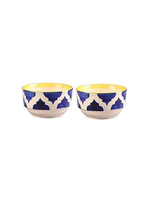 Caffeine Caffeine Ceramic Handmade Blue Umrao Combo Dinner Set (Set of 6)  - Image 2