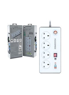 مشترك كهرباء موجماكس 4 منافذ مع 2 منفذ USB ومنفذ PD سريع مع مؤقت جزئي 2990 وات 3 متر
