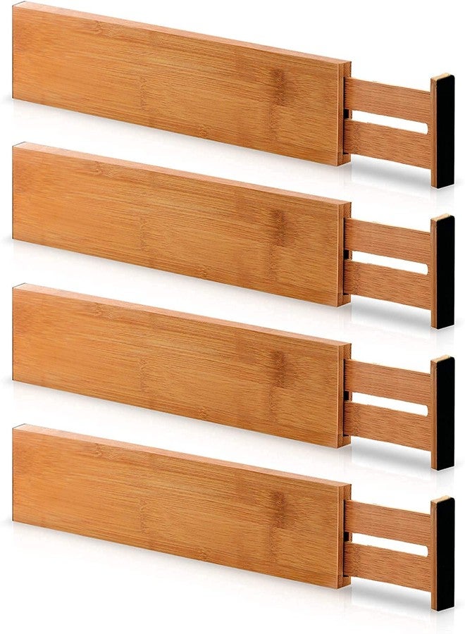 CloudBliss Drawer Divider, Bamboo Dresser Organizers for Clothes Socks Underwear Baby Clothing, Wooden Separators for Nursery Organization Adjustable from 12.5'' to 17'' with Soft Foam Ends (4) - Image 1