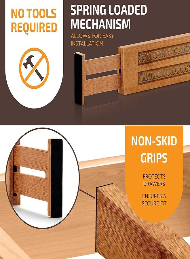 CloudBliss Drawer Divider, Bamboo Dresser Organizers for Clothes Socks Underwear Baby Clothing, Wooden Separators for Nursery Organization Adjustable from 12.5'' to 17'' with Soft Foam Ends (4) - Image 5
