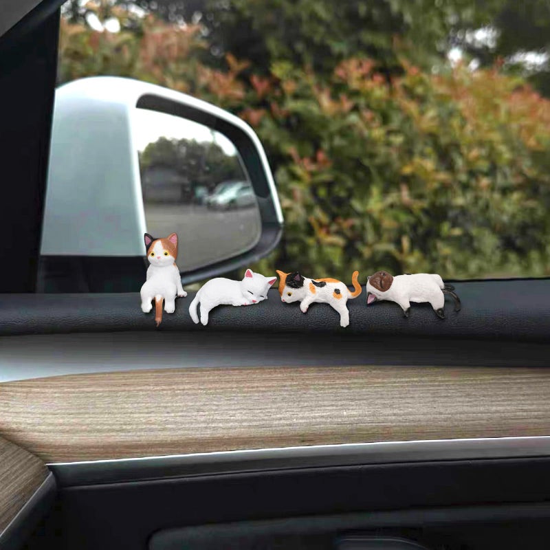 Kiofs 12 Pcs Cat Car Decor Dashboard Accessories, Mini Cat Figurines Cute Car Rear View Mirror Gifts, Funny Computer Monitor Desk Decorations for Women Girl - Image 2