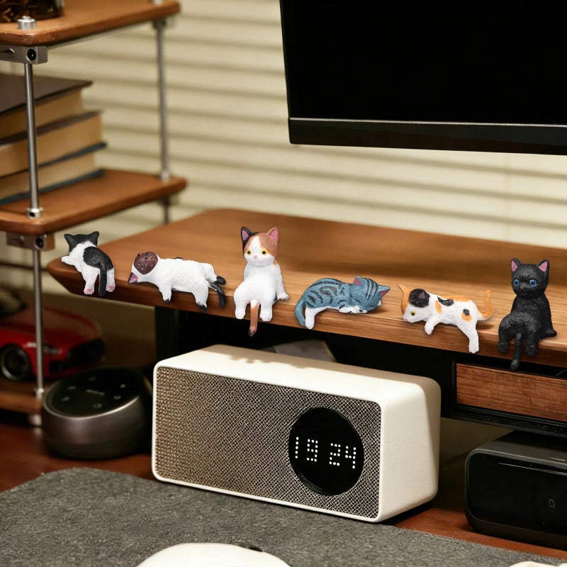 Kiofs 12 Pcs Cat Car Decor Dashboard Accessories, Mini Cat Figurines Cute Car Rear View Mirror Gifts, Funny Computer Monitor Desk Decorations for Women Girl - Image 5