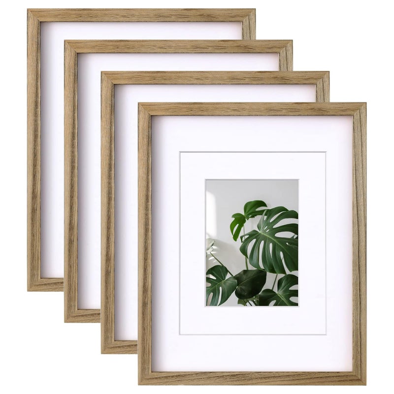 Egofine Egofine 11x14 Picture Frames with Plexiglass Display Pictures 5x78x10 with Mat or 11x14 Without Mat Set of 4 for Tabletop and Wall Mounting Carbonized Brown 