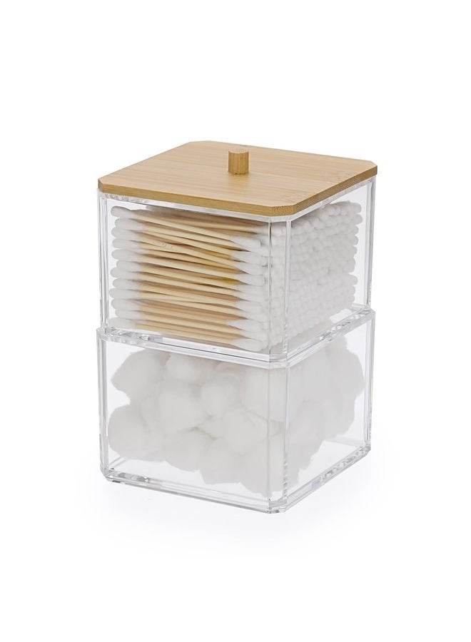 هومستر حامل موزع 2-قسم منظم الحمام النظيف جرة 2 شبكات قطن ماسحة/باد/كرة حامل حاوية مستحضرات تجميل مخزن للغش - Image 1