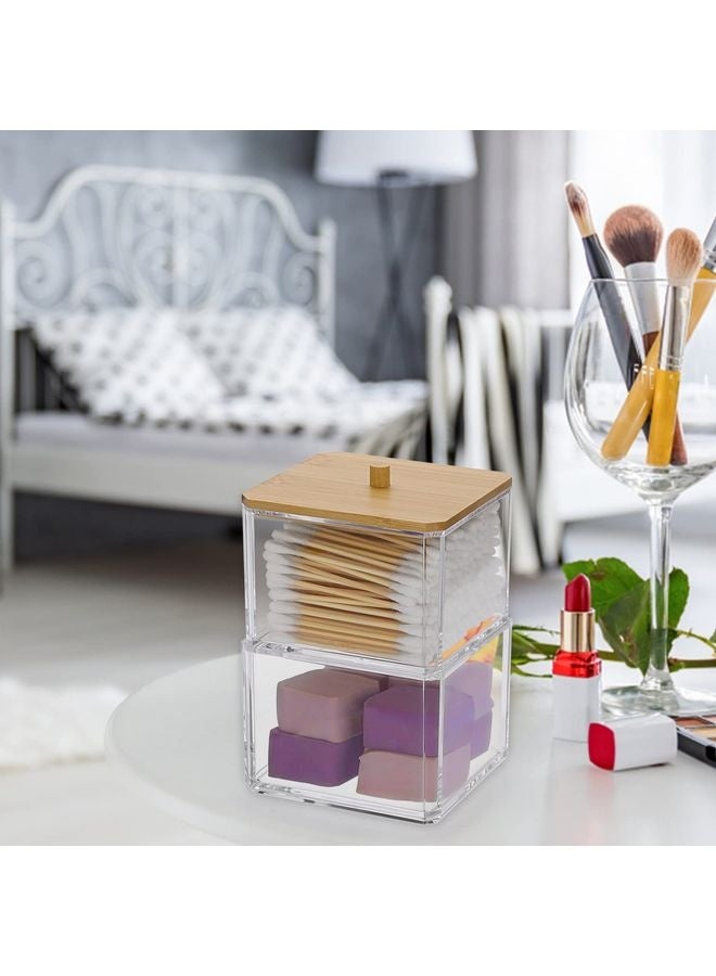 هومستر حامل موزع 2-قسم منظم الحمام النظيف جرة 2 شبكات قطن ماسحة/باد/كرة حامل حاوية مستحضرات تجميل مخزن للغش - Image 2