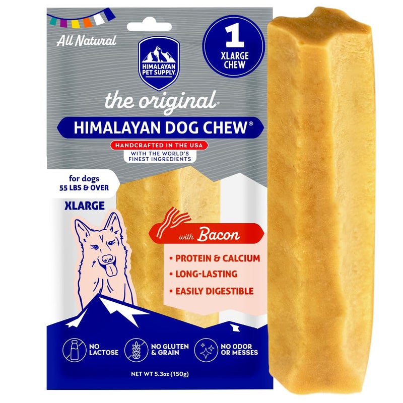 Himalayan Dog Chew Original Yak Cheese Chew, Bacon, 1 X-Large Stick, 5.3 oz, Gluten Free, Healthy Treats, Grain & Lactose Free 100% Natural, Long Lasting for Dogs Over 55 lbs - Image 1
