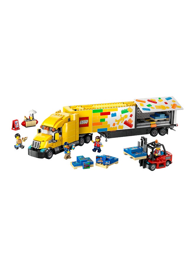 LEGO - City Yellow Delivery Truck with Trailer Toy for 8 Plus Year Old Boys and Girls, Semitruck Lorry Model Set, Forklift and 4 Minifigures for Pretend Play, Fun Gift for Kids 60440 (1061 pieces) - Image 1