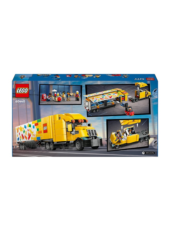 LEGO - City Yellow Delivery Truck with Trailer Toy for 8 Plus Year Old Boys and Girls, Semitruck Lorry Model Set, Forklift and 4 Minifigures for Pretend Play, Fun Gift for Kids 60440 (1061 pieces) - Image 1