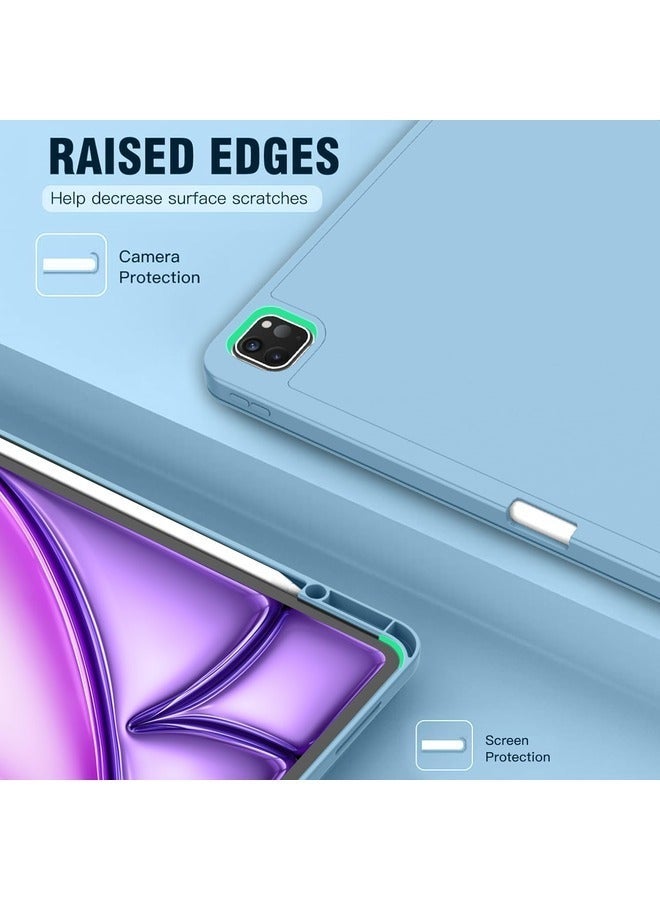 راكسوم حافظة زرقاء اللون لجهاز iPad Air مقاس 13 بوصة M2 (2024) مع حامل قلم رصاص - حافظة ذكية مزودة بخاصية الإيقاظ/السكون التلقائي، ودعم Touch ID، وتوافق مع قلم USB-C  - Image 3