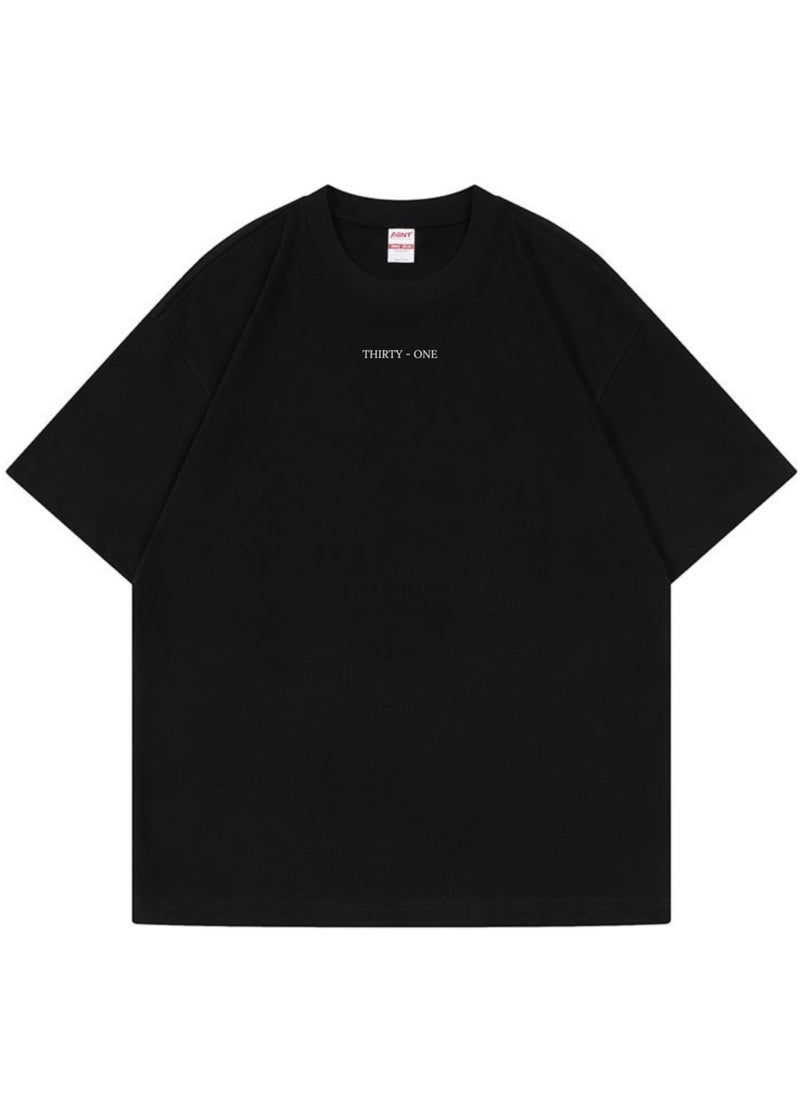 Thirty-One Men's Premium P Black Oversized T-Shirt - 240 GSM  - Image 1