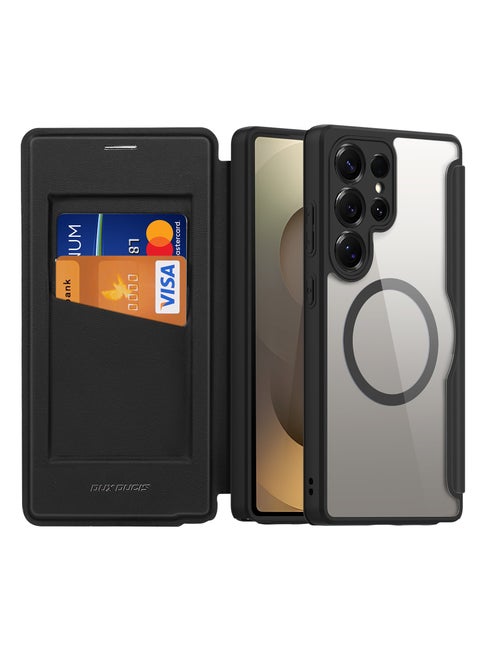 Skin X Pro Series Folio Case with MagSafe With Card Wallet For Samsung Galaxy S25 Ultra (Black)