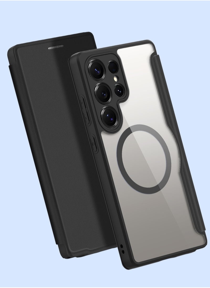 DUX DUCIS - Skin X Pro Series Folio Case with MagSafe With Card Wallet For Samsung Galaxy S25 Ultra (Black) - Image 1