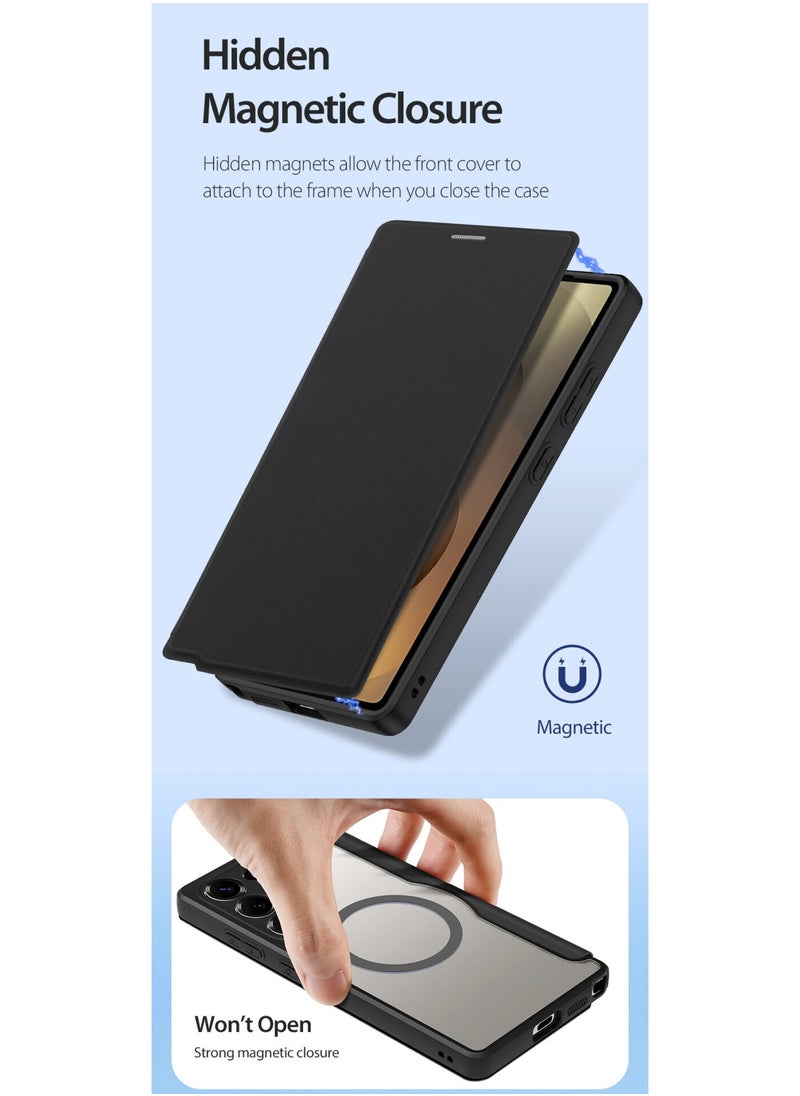 DUX DUCIS - Skin X Pro Series Folio Case with MagSafe With Card Wallet For Samsung Galaxy S25 Ultra (Black) - Image 1