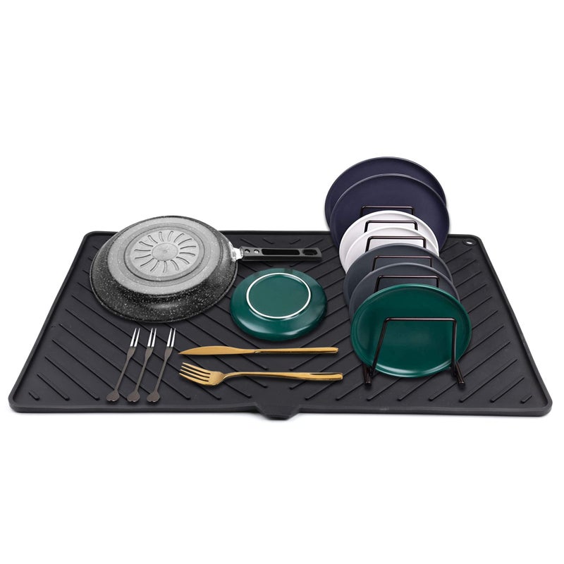 Silicone Dish Drying Mat  Large Draining Board Mat for Kitchen Heat Resistant Quick Drying  Washing Up Drainer Mat by IYYI236152inch60385cm Black 235152