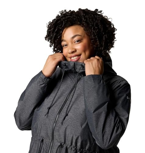 Columbia Womens Lillian Ridge II Waterproof Rain Jacket, Black, Large - Image 5