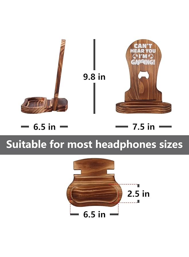 إيروريكس هدايا ألعاب للأولاد المراهقين ديكور غرفة الألعاب أفضل الهدايا حامل سماعة ألعاب خشبي للرجل والابن والصديق والزوج ملحقات الألعاب لسطح مكتب الألعاب لا أستطيع سماعك أنا ألعب - Image 3