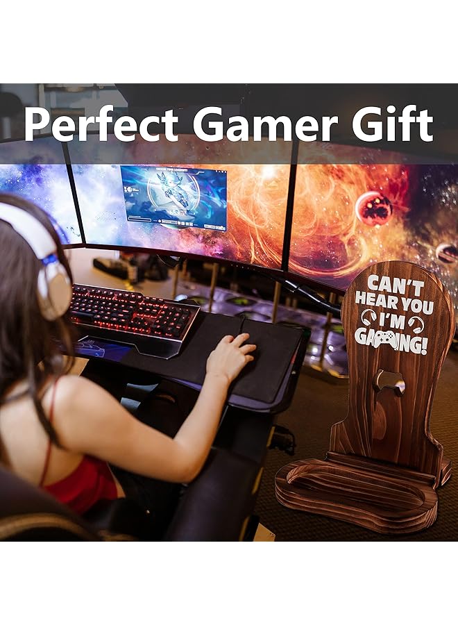 إيروريكس هدايا ألعاب للأولاد المراهقين ديكور غرفة الألعاب أفضل الهدايا حامل سماعة ألعاب خشبي للرجل والابن والصديق والزوج ملحقات الألعاب لسطح مكتب الألعاب لا أستطيع سماعك أنا ألعب - Image 5