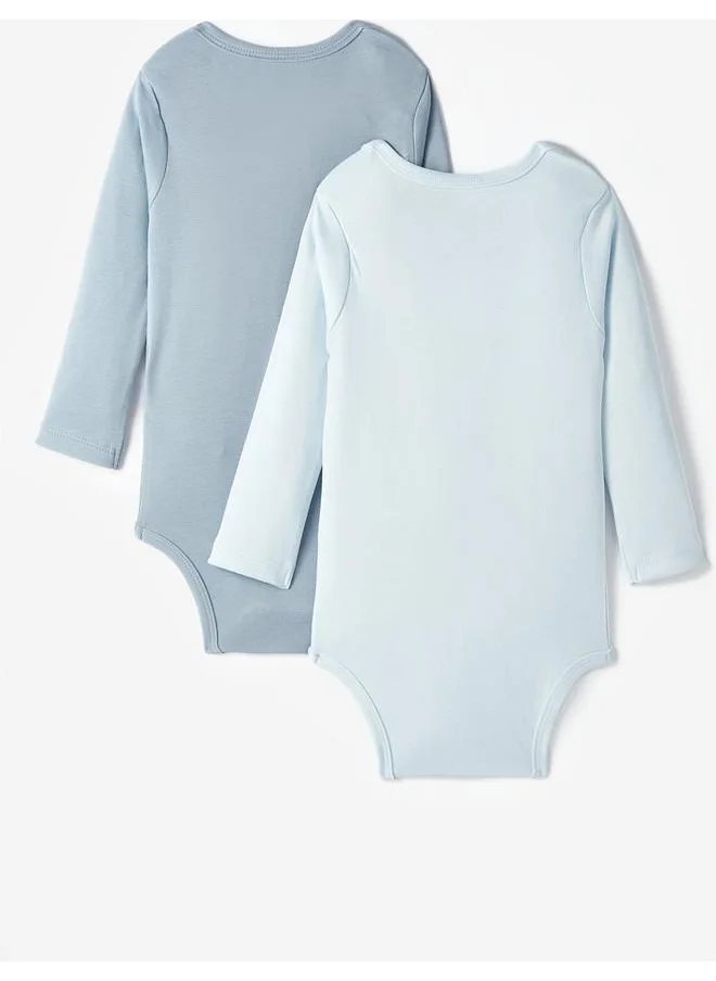 JUNE June Baby Basic Envelope Neck 2-Pack Long Sleeve Bodysuit Solid Color