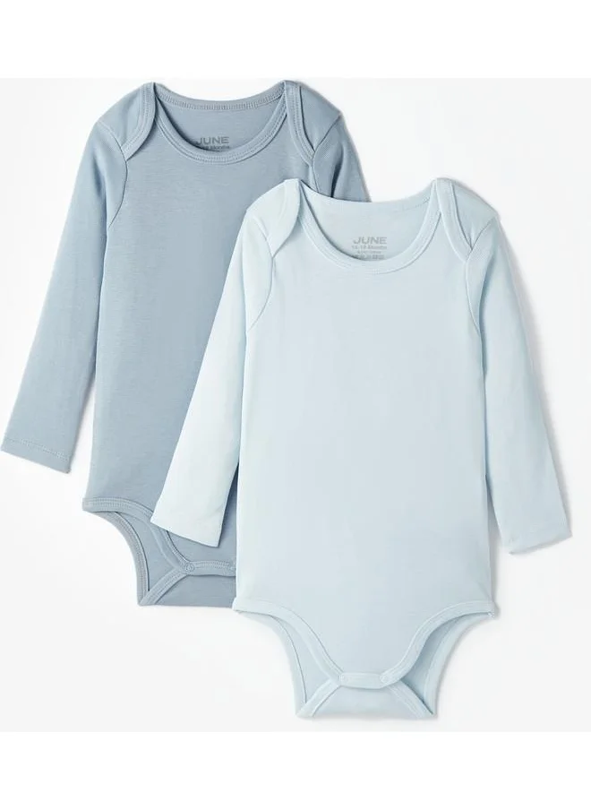 JUNE June Baby Basic Envelope Neck 2-Pack Long Sleeve Bodysuit Solid Color