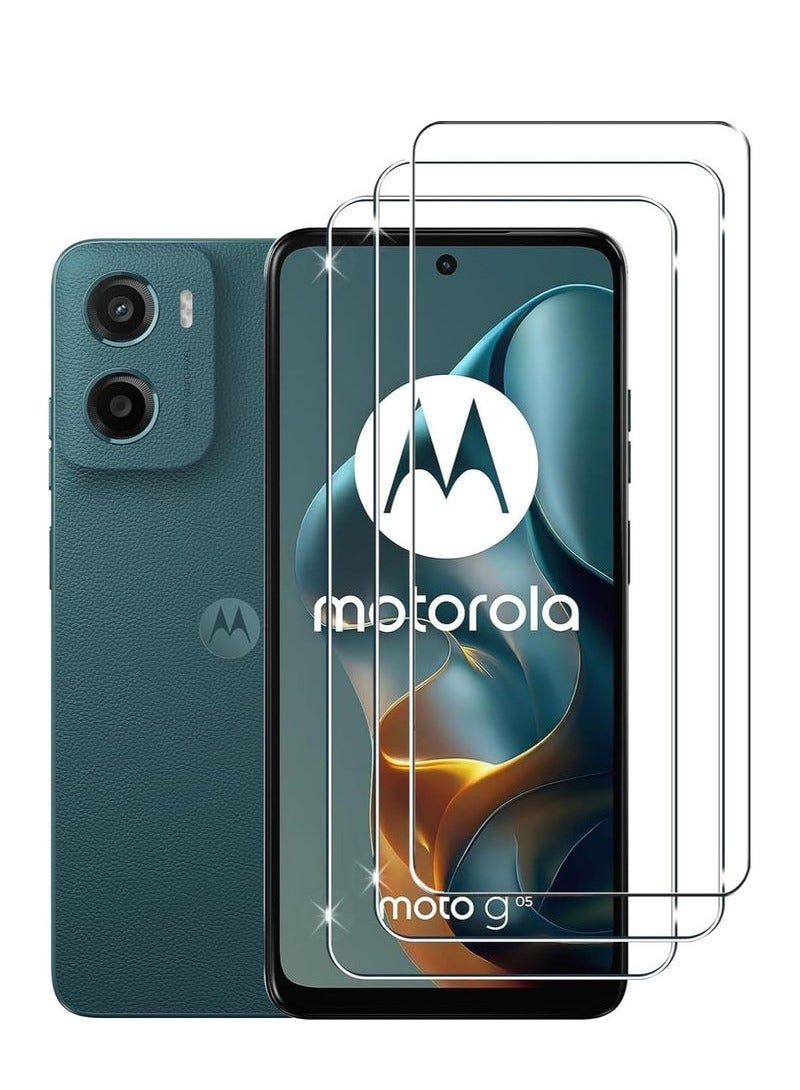TIGER Motorola Moto G05 Screen Protector – 9H Hardness Full HD Clear Glass with 3-Pack Anti-Fingerprint Tempered Glass – Full Coverage Screen Protection for Motorola Moto G05 – Scratch-Resistant, Anti-Bubble, High Clarity, Easy Installation - Image 1