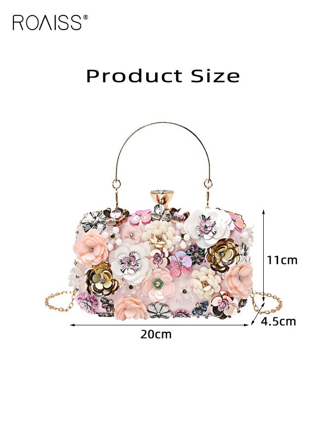 roaiss Flower Clutch Purse Evening Bag for Women Formal Party Handbag Chain Strap Shoulder Bag - Image 5