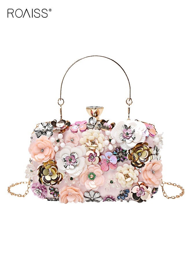 roaiss Flower Clutch Purse Evening Bag for Women Formal Party Handbag Chain Strap Shoulder Bag - Image 1