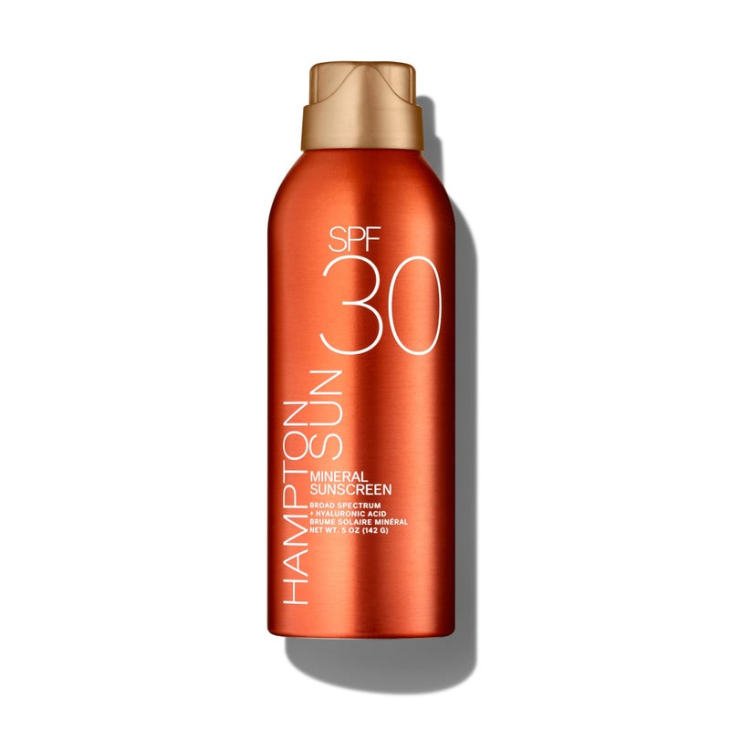Hampton Sun SPF 30 Mineral Sunscreen Mist Sheer, Lightweight, Matte Finish Broad Spectrum Non-Nano Zinc Oxide Antioxidant-Rich Hydration with Hyaluronic Acid + Vitamin E Reef-Friendly