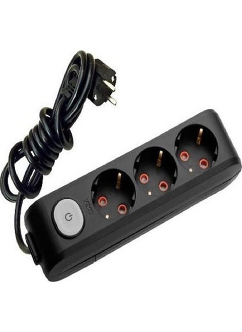 3 Way Extension Socket with Viko Switch Black 5 Meters