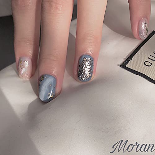 RikView Luxury Glitter Glossy Oval Short Fake Nails Press on Nails Full Cover Acrylic Nails for Women and Girls 24PCS Luxury - Image 5