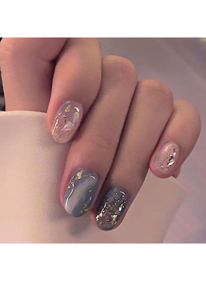 RikView Luxury Glitter Glossy Oval Short Fake Nails Press on Nails Full Cover Acrylic Nails for Women and Girls 24PCS Luxury - Image 1
