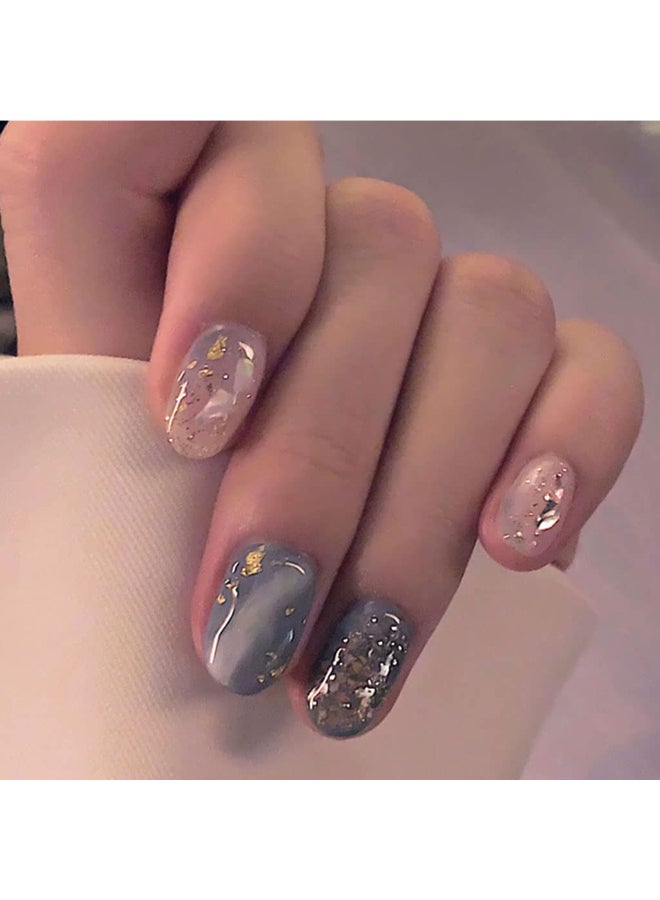 RikView Luxury Glitter Glossy Oval Short Fake Nails Press on Nails Full Cover Acrylic Nails for Women and Girls 24PCS Luxury - Image 3
