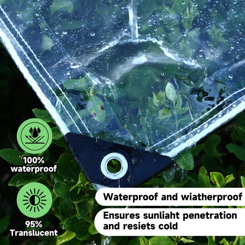 EASTARP 6'x8' 20 Mil Heavy Duty Clear Vinyl PVC Tarp,UV Resistant Glass Tarps Transparent Tarpaulin with Grommets&Reinforced Edges,Suit for Plant Greenhouse Balcony Garden Pet Hutch Roof,Full Size - Image 4