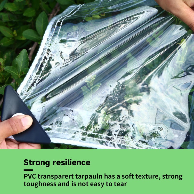 EASTARP 6'x8' 20 Mil Heavy Duty Clear Vinyl PVC Tarp,UV Resistant Glass Tarps Transparent Tarpaulin with Grommets&Reinforced Edges,Suit for Plant Greenhouse Balcony Garden Pet Hutch Roof,Full Size - Image 3