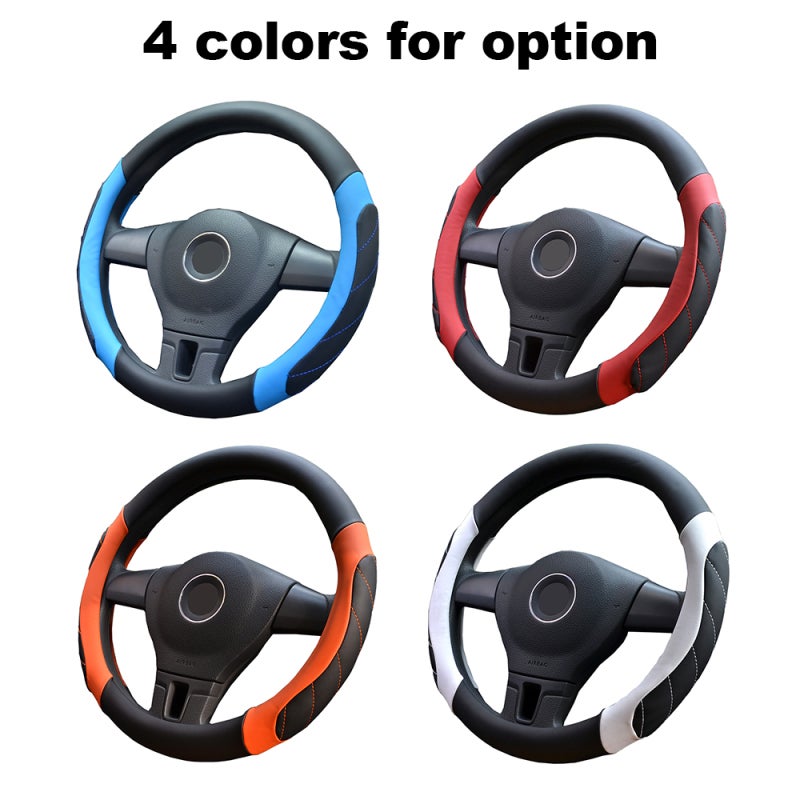 Steering Wheel Cover: Black&Red PVC Leather - Odorless Heat Cold Protection Superior Grip Breathable Design Universal Fit for Truck SUV Cars - Image 5