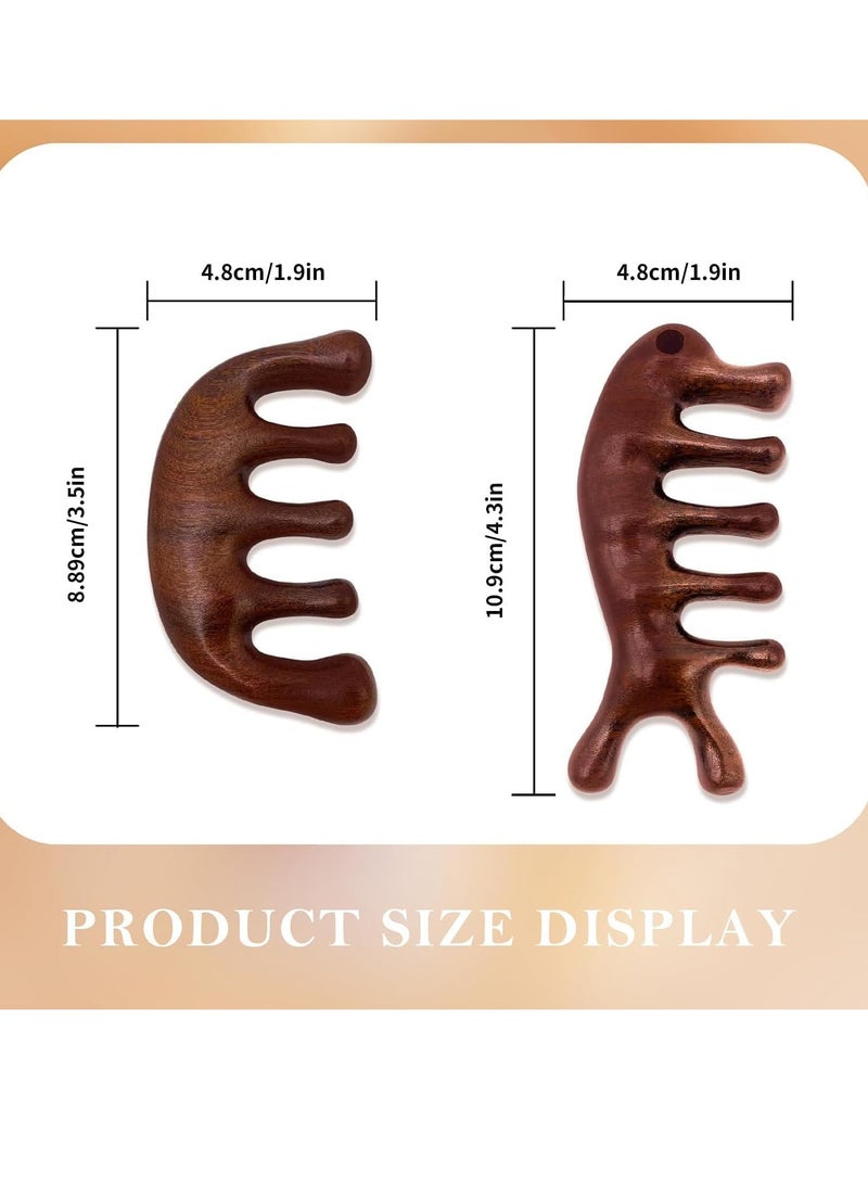 TRASSLE 2 Pack Wooden Scalp Massage Comb, Natural Wooden Comb Scalp Massager,Wood Comb Wide Tooth for Women Men Hair Growth, Sandalwood Gua Sha Comb - Image 2