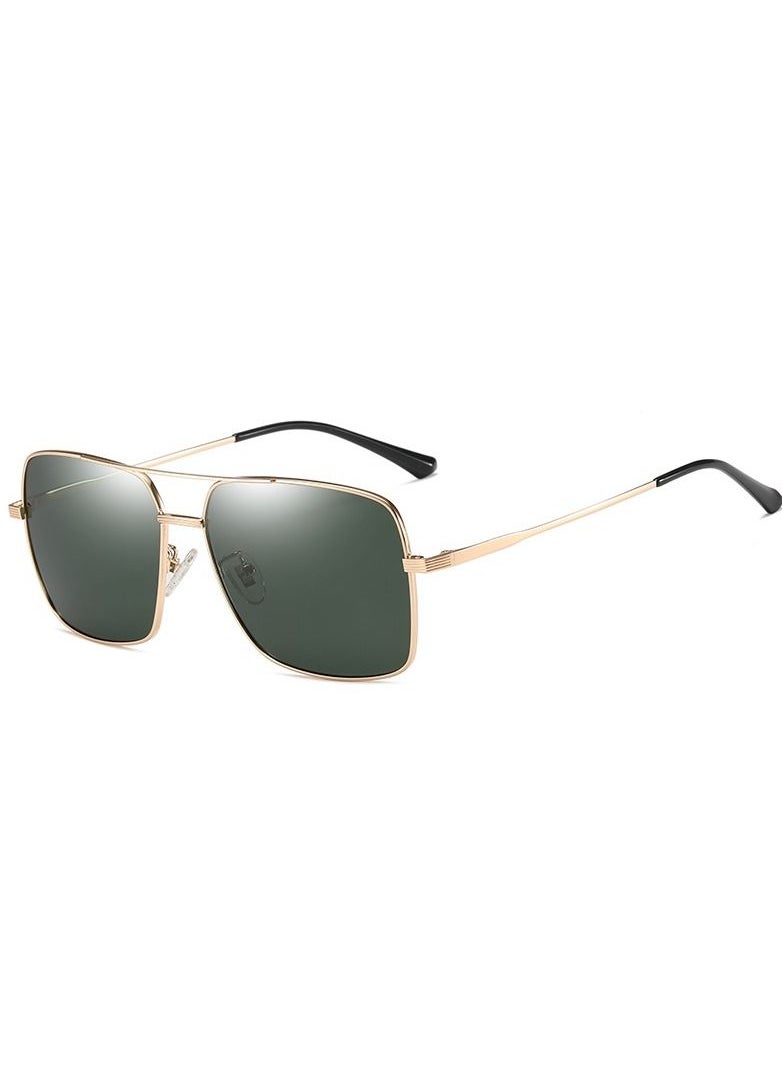KATELUO Sunglasses Original KATELUO for males Polarized UV400 protection With Full Set Sun Protection Category 3 Suitable for driving car Green Lense and Gold frame Squar style Light Weight For men  - Image 1