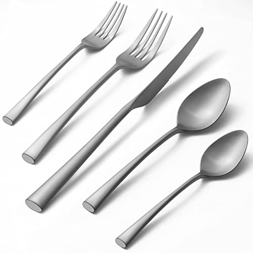 Alata Bailey 20Piece Forged Stainless Steel Flatware Set Cutlery SetService for 4Matte Satin FinishDishwasher Safe