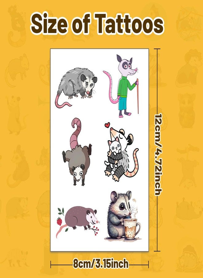 Lcnjscgo 16 Sheets Possum Temporary Tattoos, Fun Opossum Stickers for Kids, Party Favors, Birthday Decorations, Classroom Rewards - Image 3