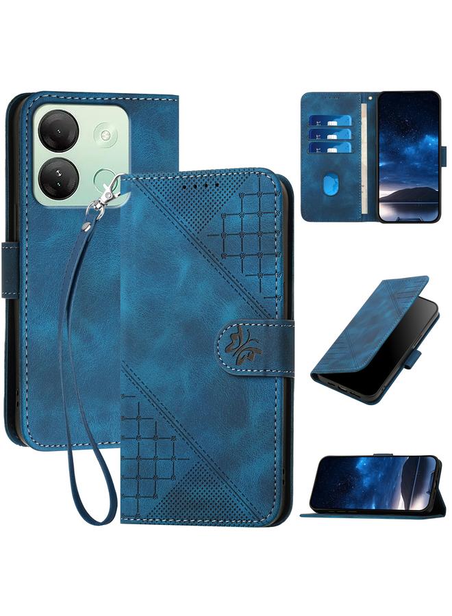 Zaboon Case For Infinix Smart 7 HD Grid Butterfly Embossed Pattern Leather Phone Case with Lanyard - Image 1