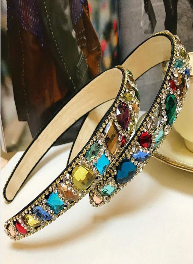 فوداتم طوق شعر نسائي من فوداتم مرصع بأحجار الراين الكريستالية اللامعة، ذو حافة عريضة، مصنوع من مواد عالية الجودة (متعدد الألوان). - Image 3