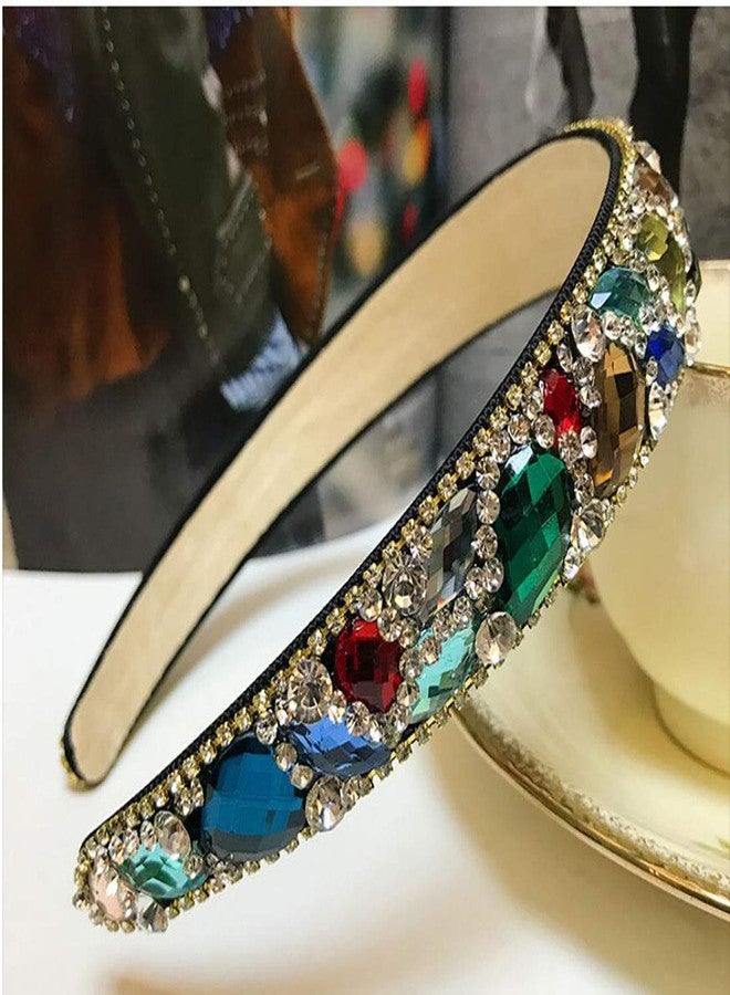 فوداتم طوق شعر نسائي من فوداتم مرصع بأحجار الراين الكريستالية اللامعة، ذو حافة عريضة، مصنوع من مواد عالية الجودة (متعدد الألوان). - Image 2