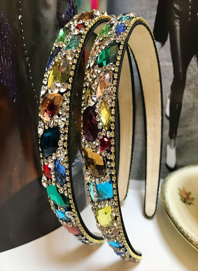 فوداتم طوق شعر نسائي من فوداتم مرصع بأحجار الراين الكريستالية اللامعة، ذو حافة عريضة، مصنوع من مواد عالية الجودة (متعدد الألوان). - Image 4