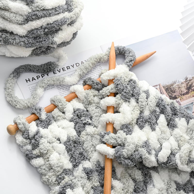 Waikxin 10 Pack Jumbo Chunky Yarn for Hand Knitting, Fluffy Chunky Chenille Yarn for Crocheting, Variegated Chunky Knit Baby Blanket Yarn, 240 yds /70.5 oz Super Bulky Yarn (Cappuccino) - Image 4