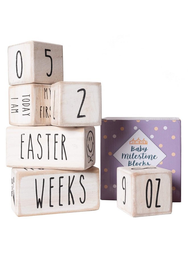 MAINEVENT Baby Monthly Milestone Blocks Baby Girls Boy Month Baby Milestone Blocks Rae Dunn Inspired Age Baby Month Baby Props Baby Gifts Baby Shower Baby Photo Props Photoshoots  - Image 1