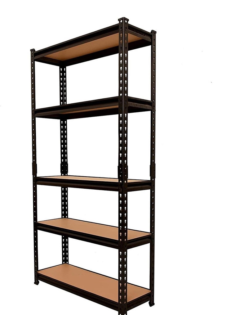 Vruta Adjustable Section Rack & Shelves Industrial Storage Shelving Unit Boltless Rivet Heavy Duty Garage Kitchen Multipurpose Racks-Black, 63" x 24" x 12",5 Shelves(Alloy Steel) - Image 1