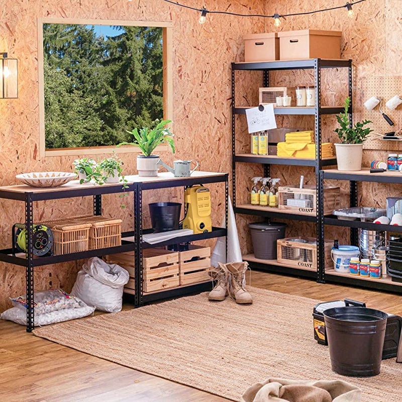 Vruta Adjustable Section Rack & Shelves Industrial Storage Shelving Unit Boltless Rivet Heavy Duty Garage Kitchen Multipurpose Racks-Black, 63" x 24" x 12",5 Shelves(Alloy Steel) - Image 2