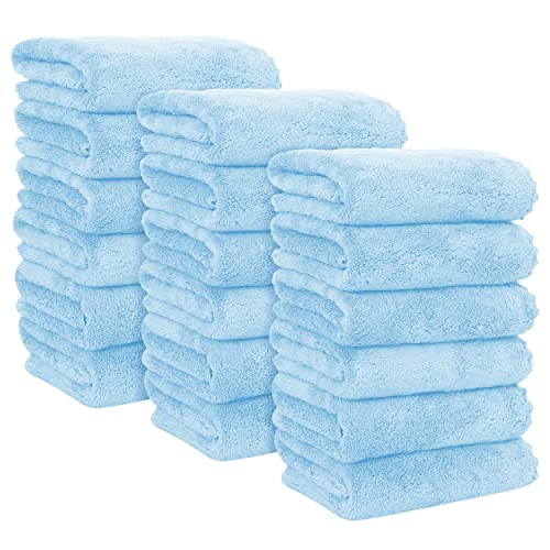 MOONQUEEN 18 Pack Premium Hand Towels Quick Drying Microfiber Coral Velvet Highly Absorbent Towels Multipurpose Use as Hotel Bathroom Shower Spa Hand Towel 16 x 28 inches Aquamarine