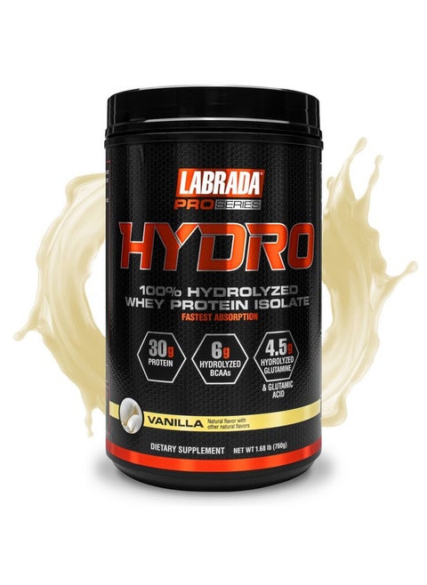 Hydro 100% Pure Hydrolyzed Whey Protein Isolate Powder Lactose Free 6G Bcaa’S 4.5G Glutamine Fastest Digesting Whey Available Instant Mixing Delicious Taste (Vanilla)
